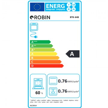 Robin BTK-64 Κουζίνα 65lt με Εμαγιέ Εστίες Π60εκ. Μαύρη